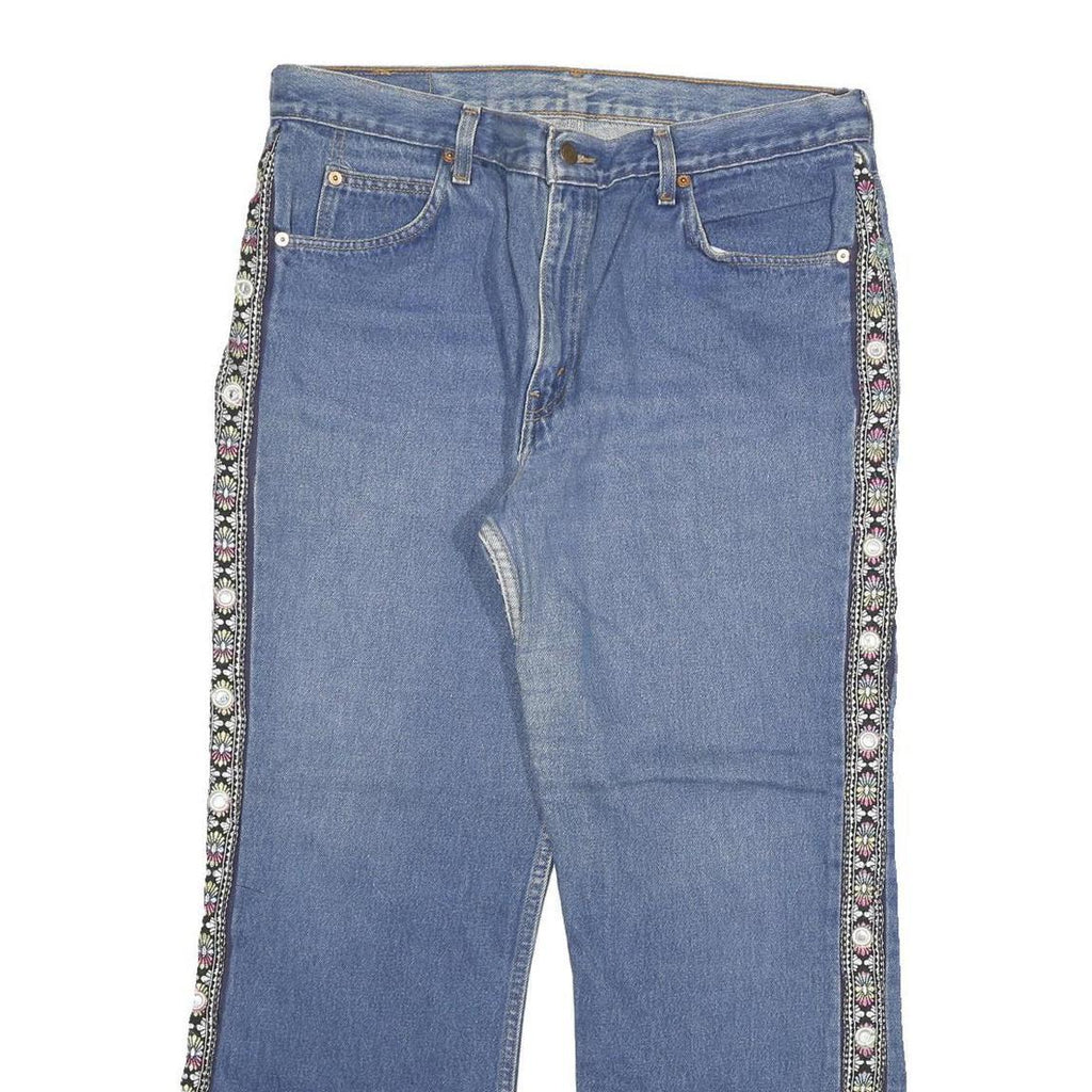 LEVI'S 602 Womens Jeans Blue Regular Straight Denim Medium W38 L30 Embroidered