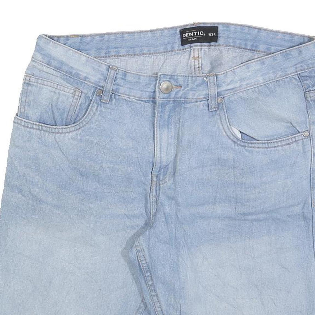 IDENTIC Mens Shorts Blue Casual Denim M W34 Light Wash Cotton Blend Summer