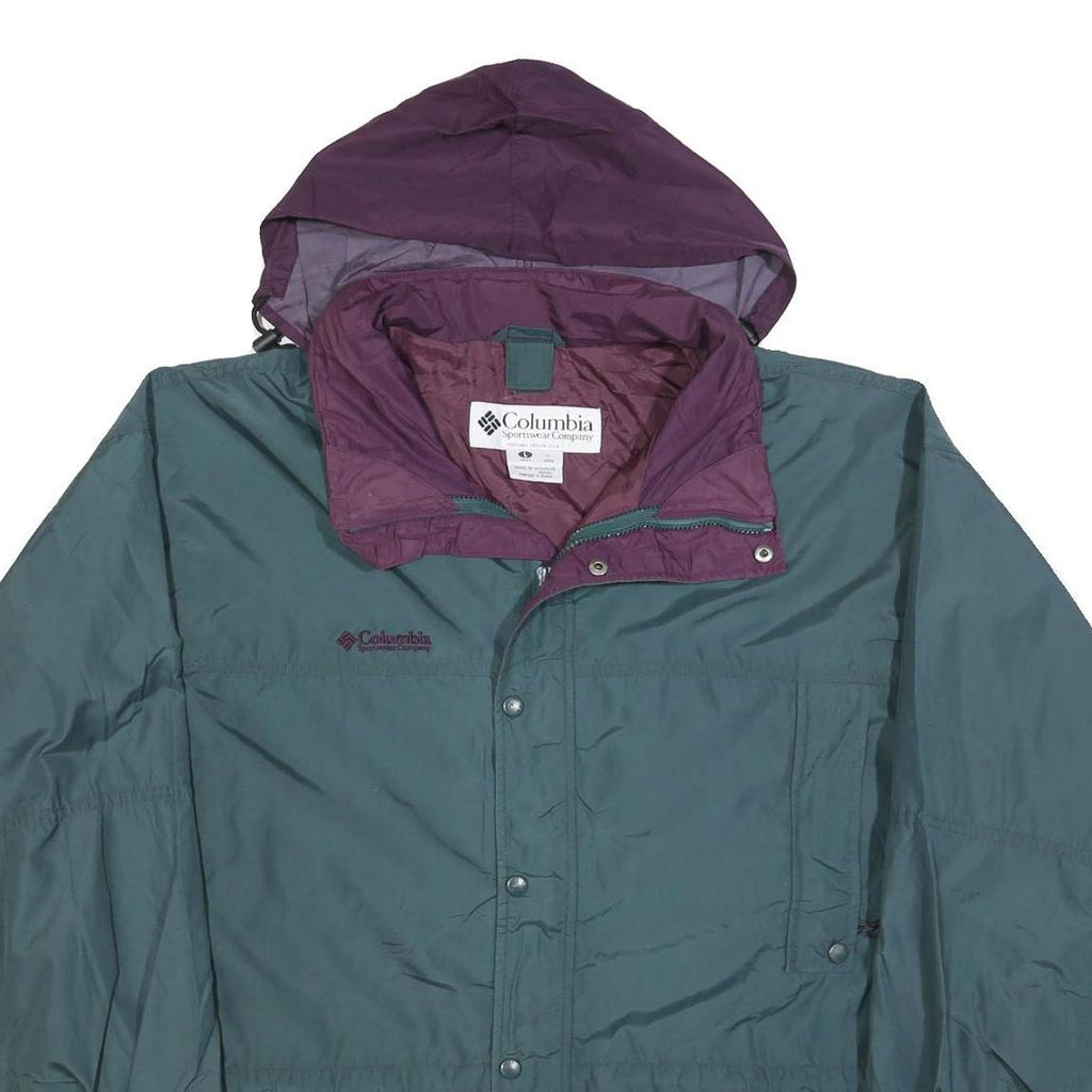 COLUMBIA Mens Green & Purple Outdoor Jacket L Polyester Lightweight Zip