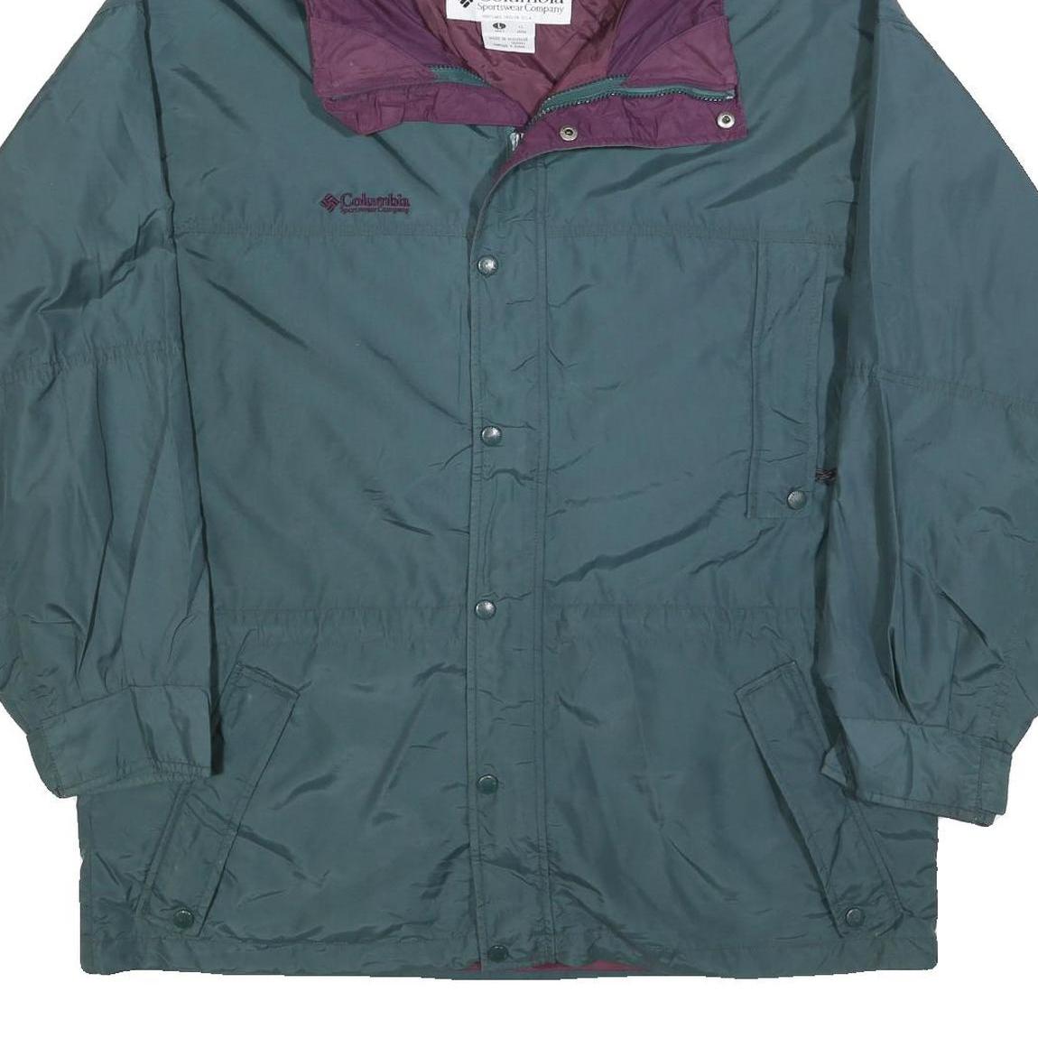 COLUMBIA Mens Green & Purple Outdoor Jacket L Polyester Lightweight Zip