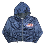 KORONES Womens Blue Polyester Jacket L Hooded Zip Plain Born In U.S.A.