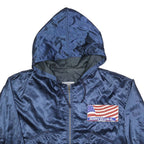 KORONES Womens Blue Polyester Jacket L Hooded Zip Plain Born In U.S.A.