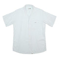 LACOSTE Mens White Plain Shirt M Cotton Casual Short Sleeve Button Shirt