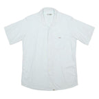 LACOSTE Mens White Plain Shirt M Cotton Casual Short Sleeve Button Shirt
