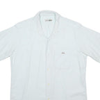 LACOSTE Mens White Plain Shirt M Cotton Casual Short Sleeve Button Shirt
