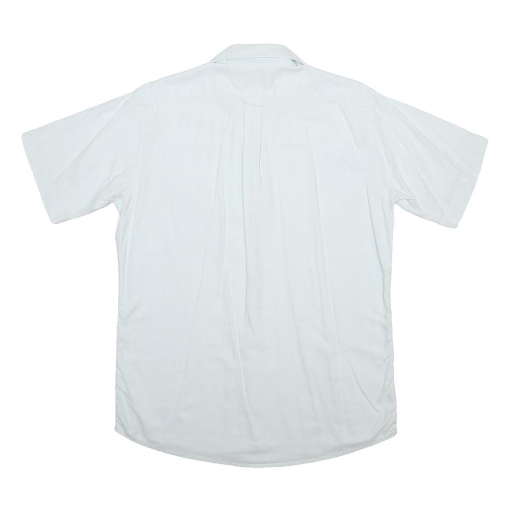 LACOSTE Mens White Plain Shirt M Cotton Casual Short Sleeve Button Shirt