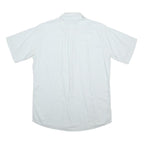 LACOSTE Mens White Plain Shirt M Cotton Casual Short Sleeve Button Shirt