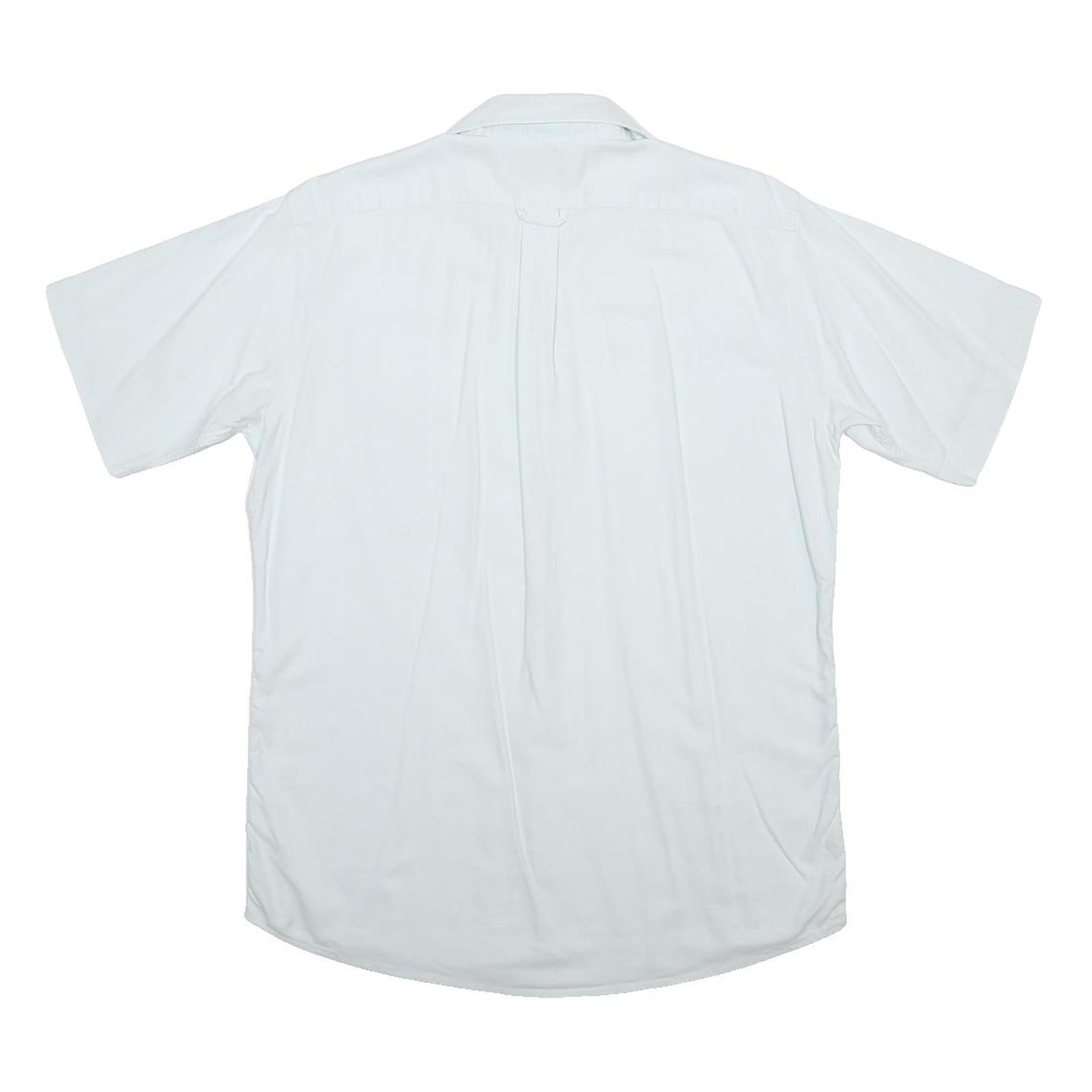 LACOSTE Mens White Plain Shirt M Cotton Casual Short Sleeve Button Shirt