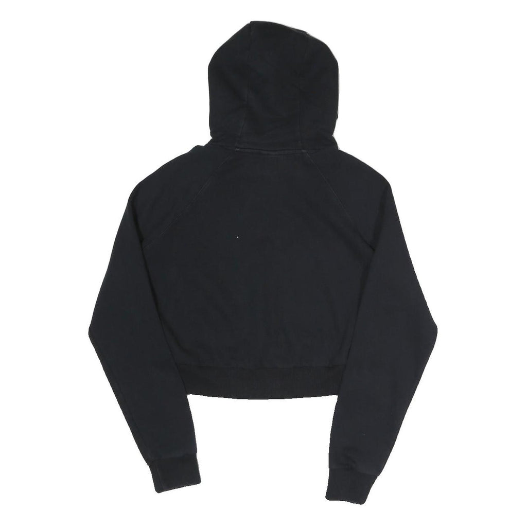 ELLESSE Womens Black Hoodie UK 10 Cropped Cotton Blend Sweatshirt