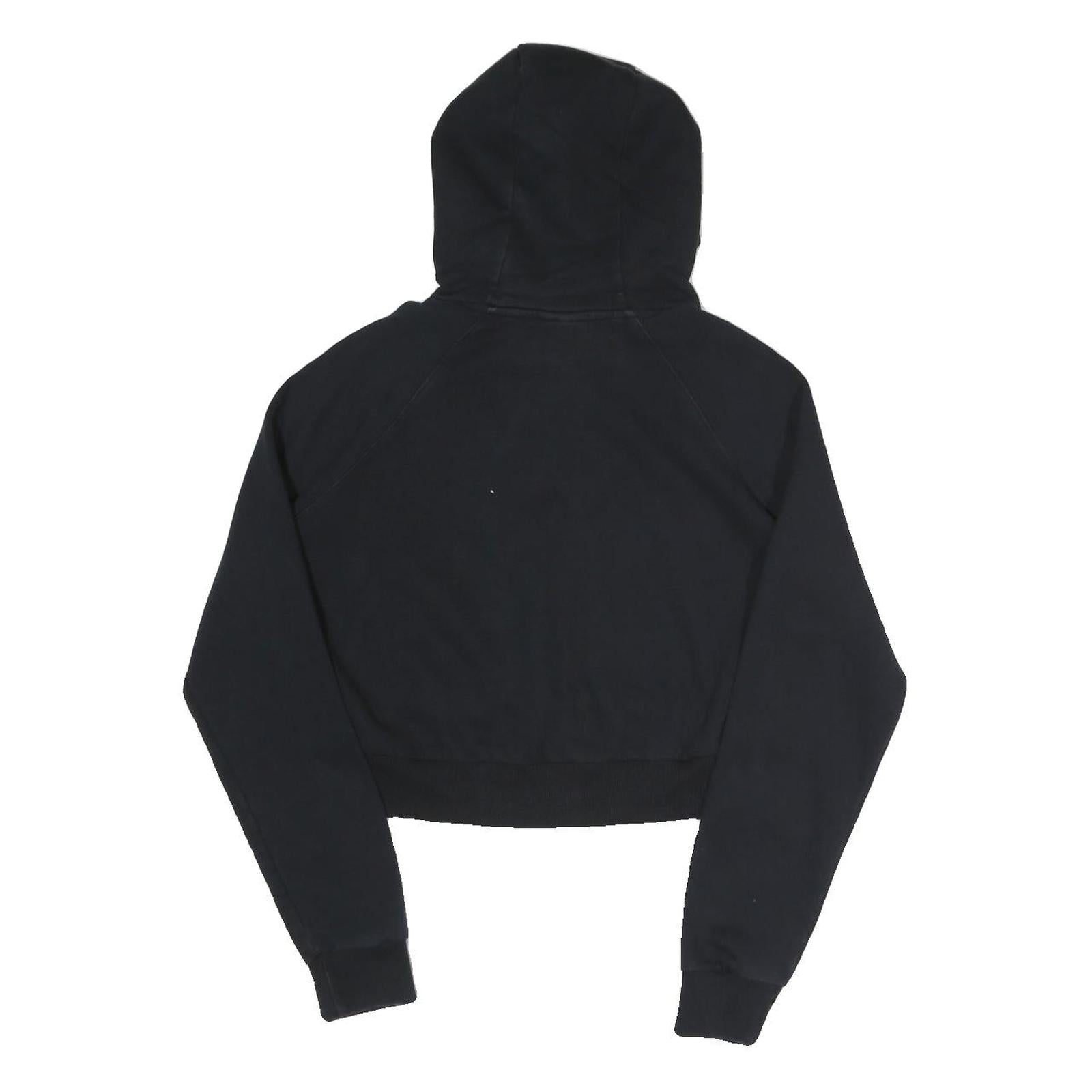 ELLESSE Womens Black Hoodie UK 10 Cropped Cotton Blend Sweatshirt