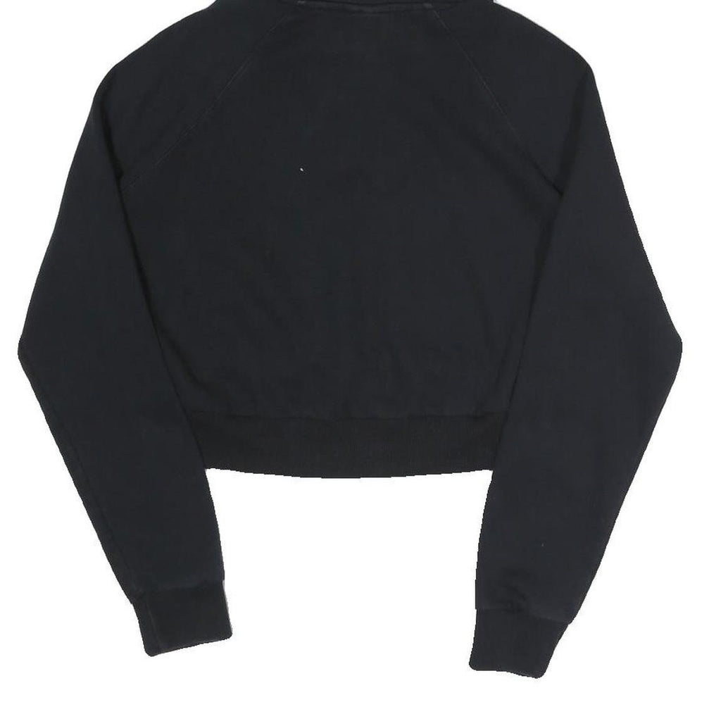 ELLESSE Womens Black Hoodie UK 10 Cropped Cotton Blend Sweatshirt