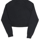 ELLESSE Womens Black Hoodie UK 10 Cropped Cotton Blend Sweatshirt