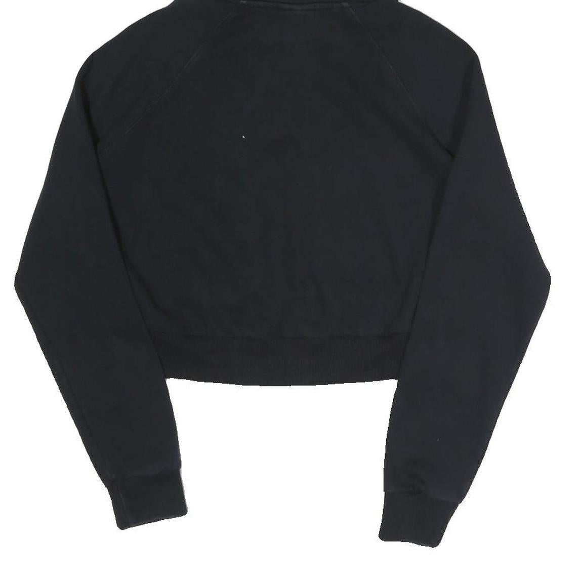 ELLESSE Womens Black Hoodie UK 10 Cropped Cotton Blend Sweatshirt