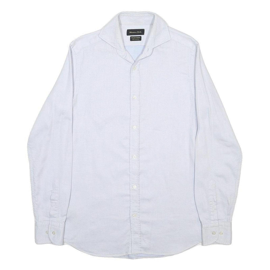 MASSIMO DUTTI Mens White Plain Shirt S Button Collar Smart Casual Cotton