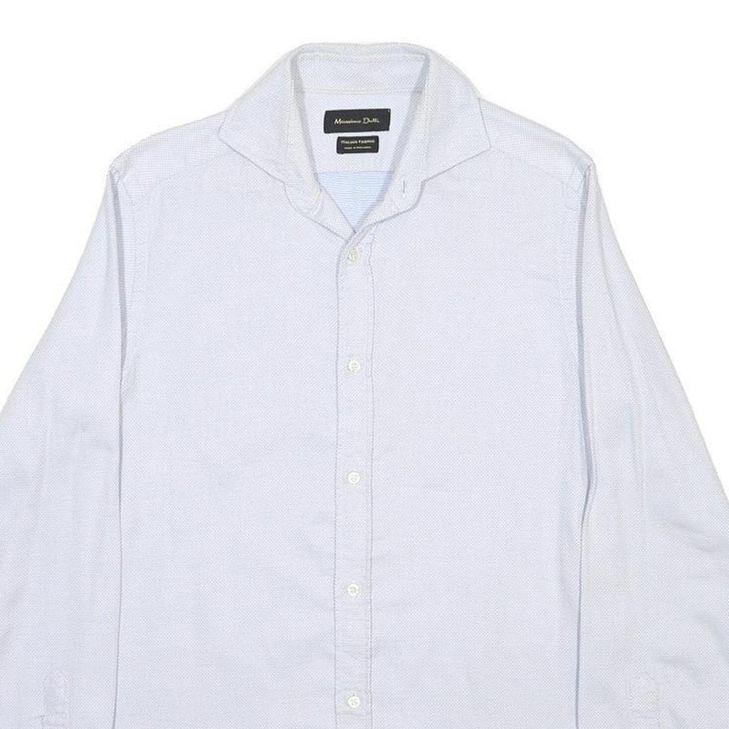 MASSIMO DUTTI Mens White Plain Shirt S Button Collar Smart Casual Cotton