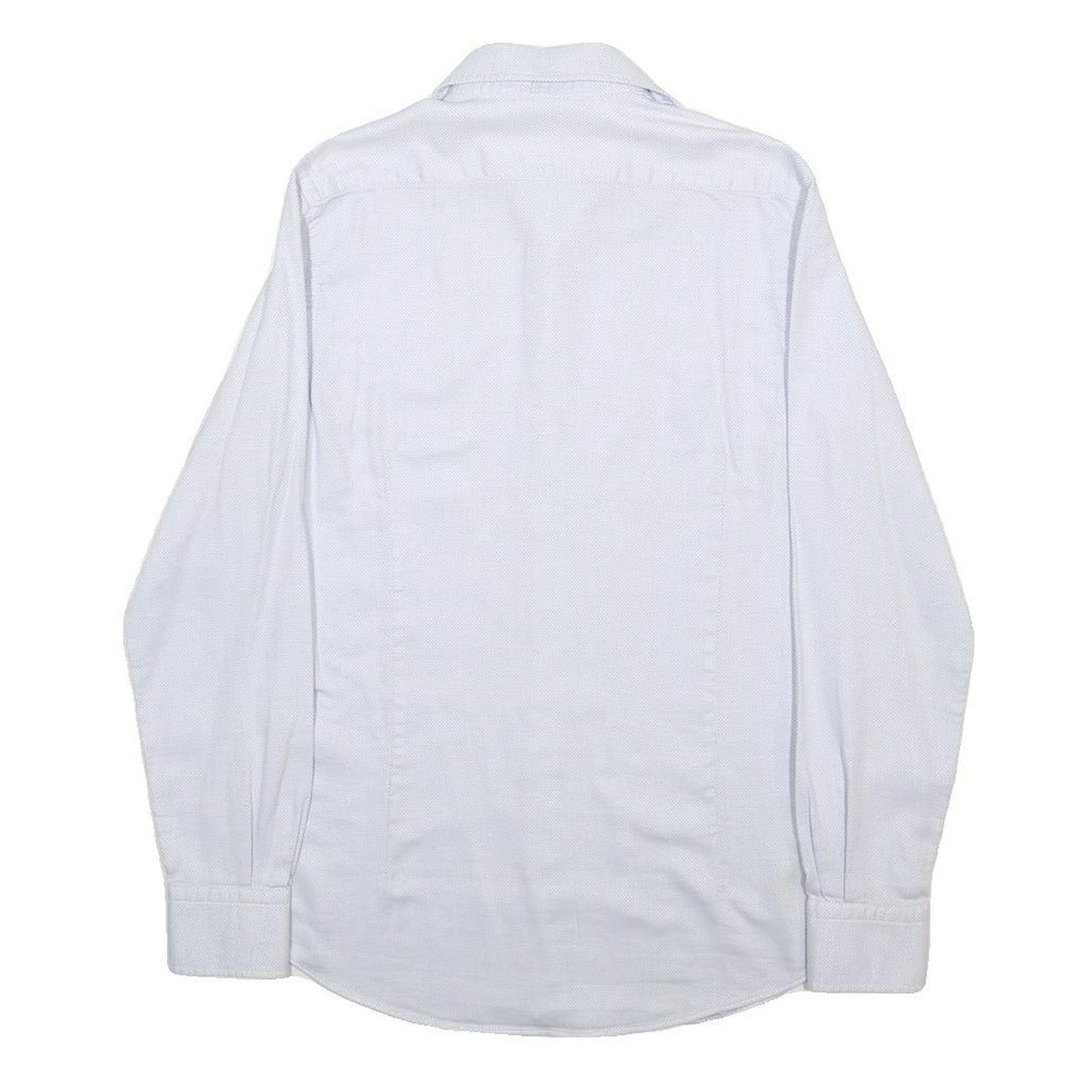 MASSIMO DUTTI Mens White Plain Shirt S Button Collar Smart Casual Cotton