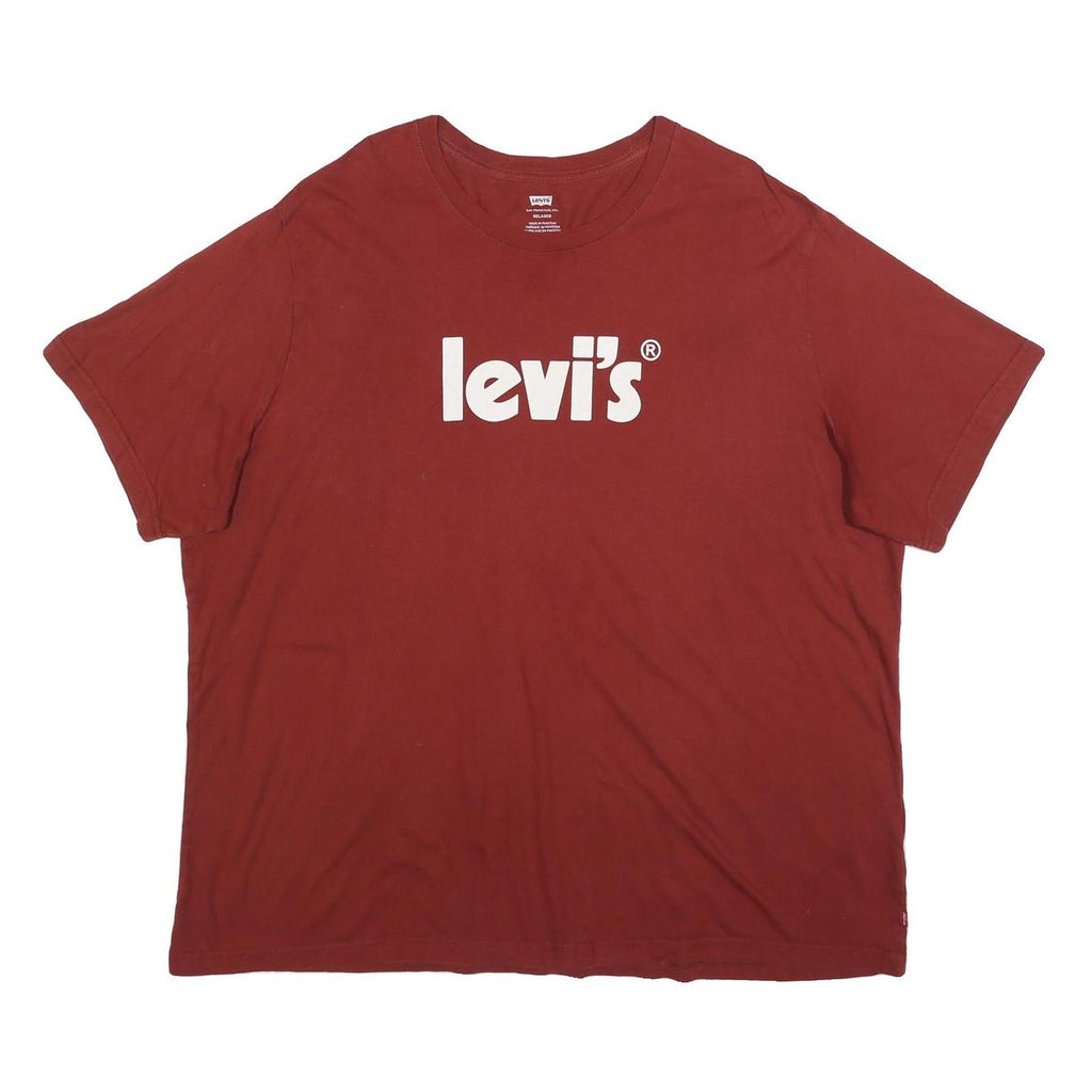 LEVI'S Mens Red Crew Neck 2XL Short Sleeve Cotton Blend T-Shirt Casual