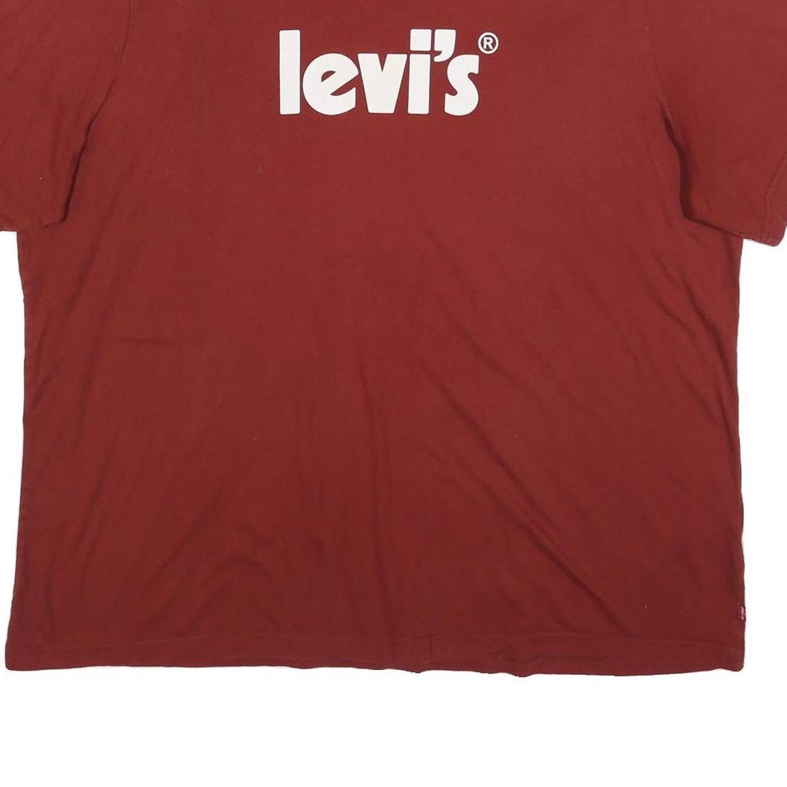 LEVI'S Mens Red Crew Neck 2XL Short Sleeve Cotton Blend T-Shirt Casual