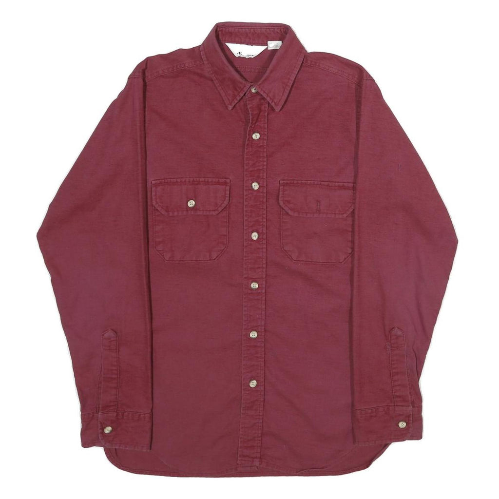 WOOLRICH Mens Maroon Cotton Shirt M Button Front Pockets Casual Classic Fit