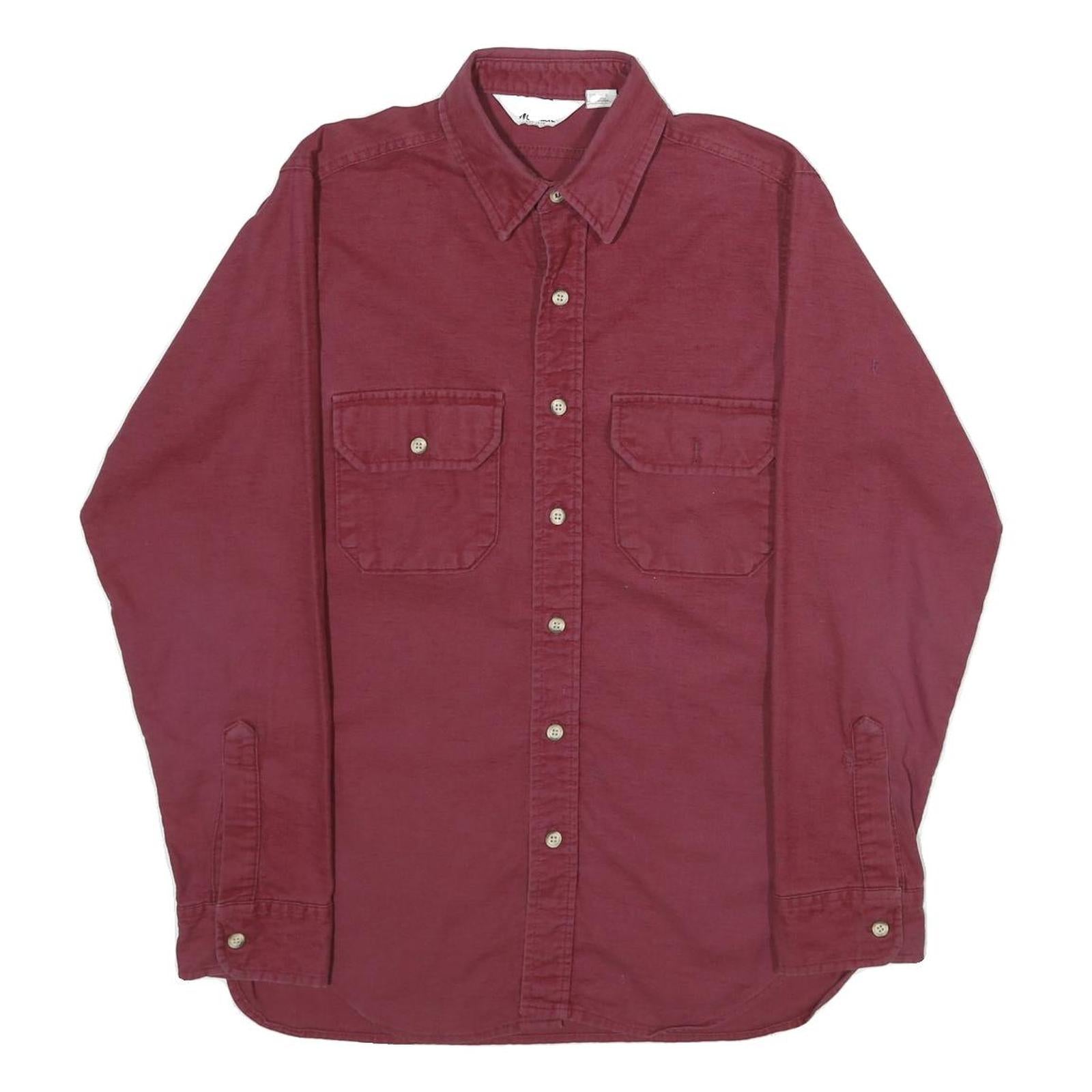 WOOLRICH Mens Maroon Cotton Shirt M Button Front Pockets Casual Classic Fit