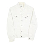 LEE Womens White Cotton Denim Jacket M Button Plain Casual Classic Fit