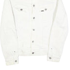 LEE Womens White Cotton Denim Jacket M Button Plain Casual Classic Fit