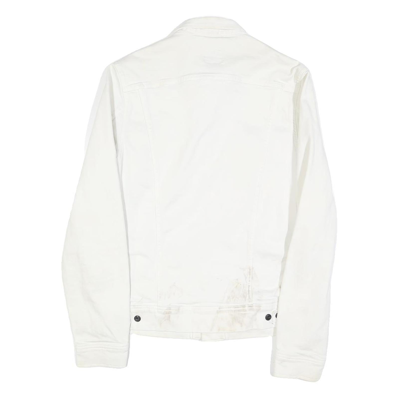 LEE Womens White Cotton Denim Jacket M Button Plain Casual Classic Fit