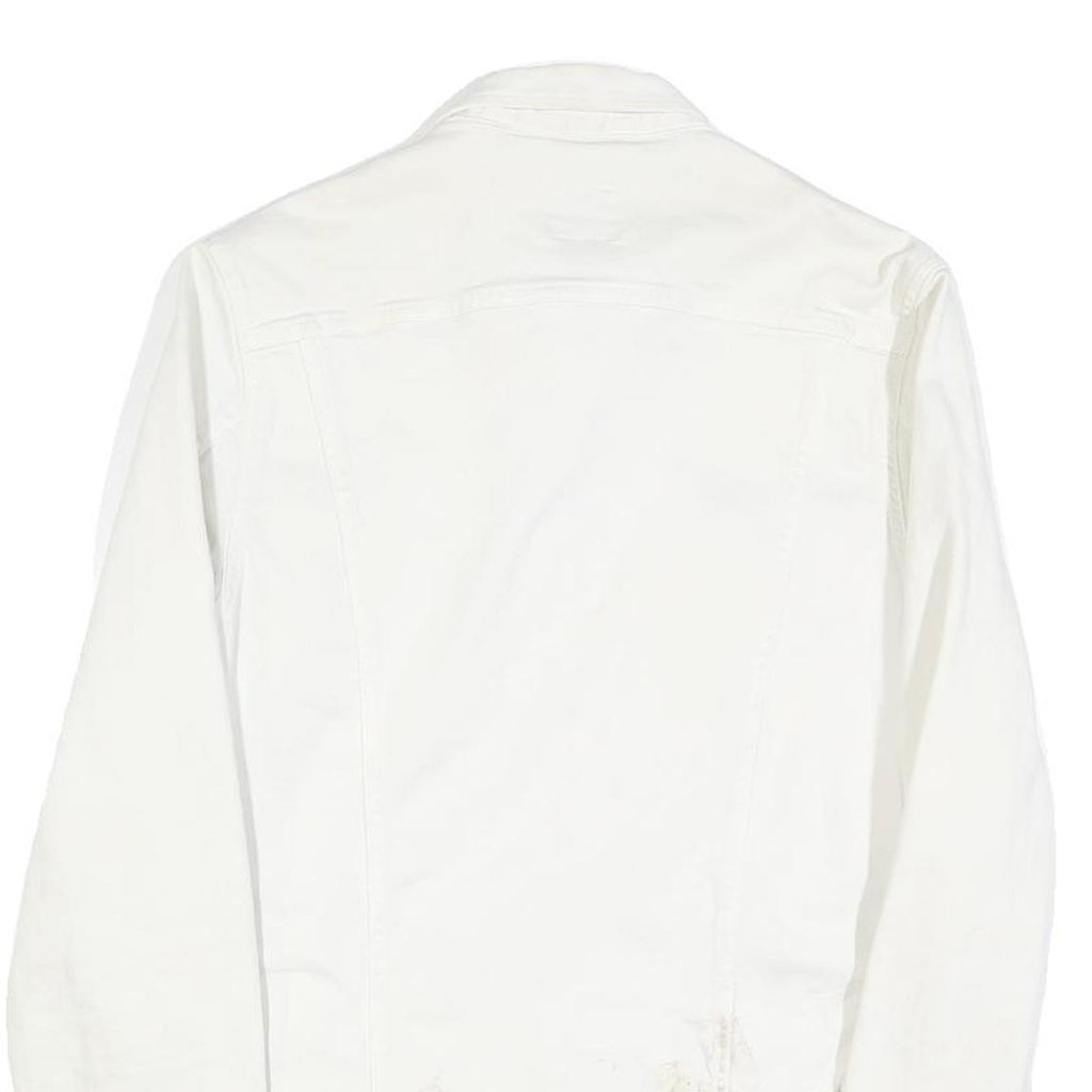 LEE Womens White Cotton Denim Jacket M Button Plain Casual Classic Fit