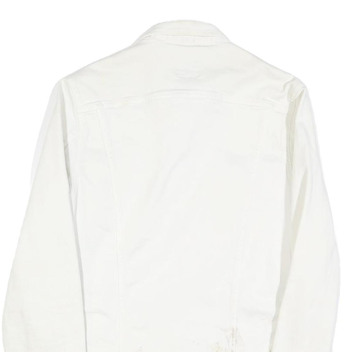 LEE Womens White Cotton Denim Jacket M Button Plain Casual Classic Fit