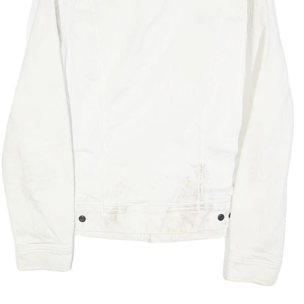 LEE Womens White Cotton Denim Jacket M Button Plain Casual Classic Fit