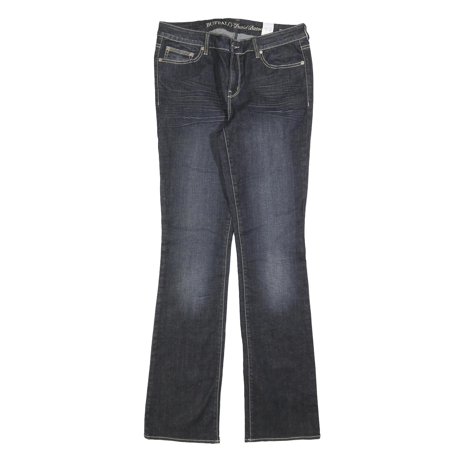 BUFFALO Womens Jeans Blue Slim Straight Denim Medium W30 L34 Stylish Stitching