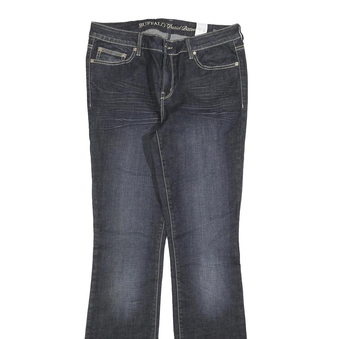 BUFFALO Womens Jeans Blue Slim Straight Denim Medium W30 L34 Stylish Stitching