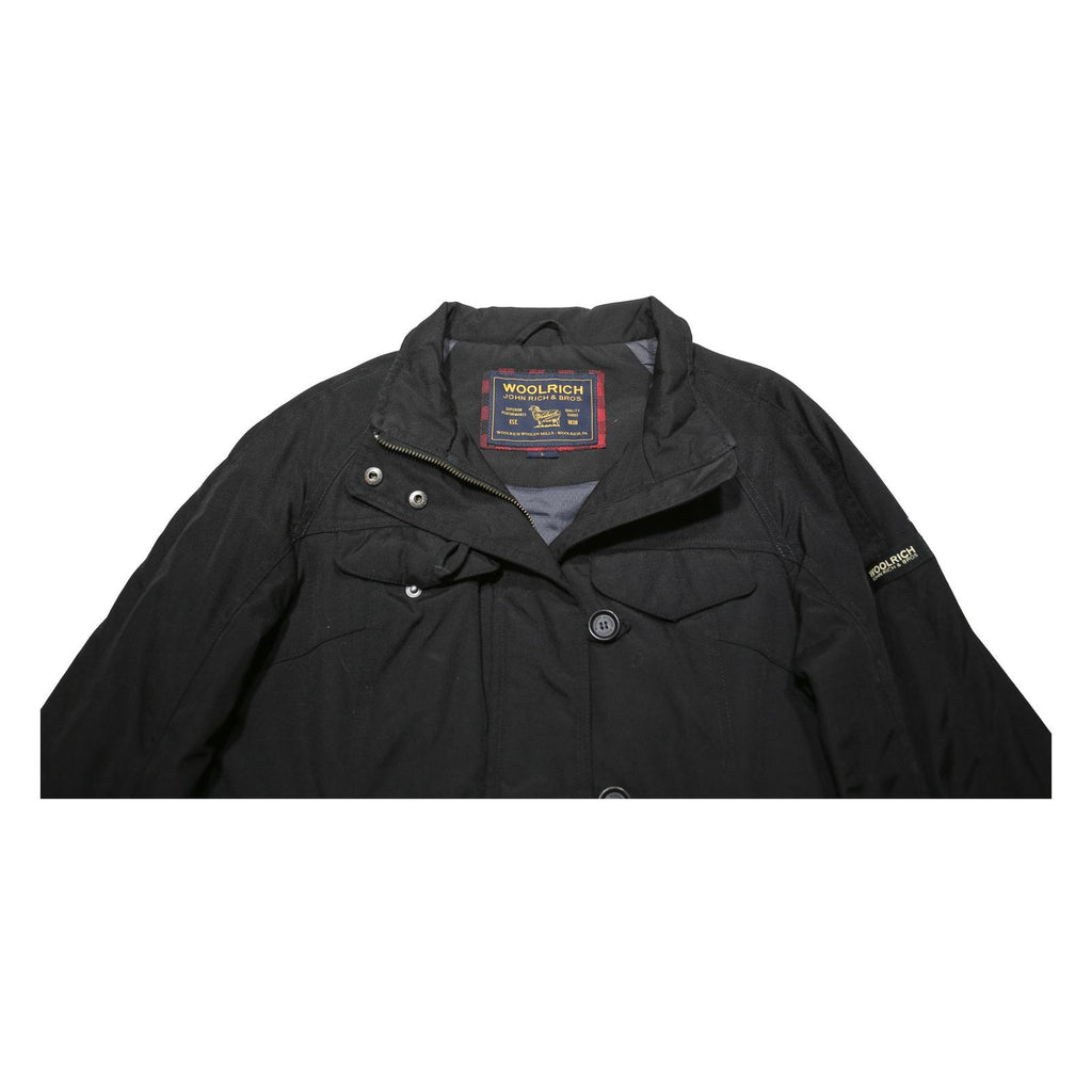 WOOLRICH Womens Black Jacket L Nylon Plain Zip Casual Smart Lightweight
