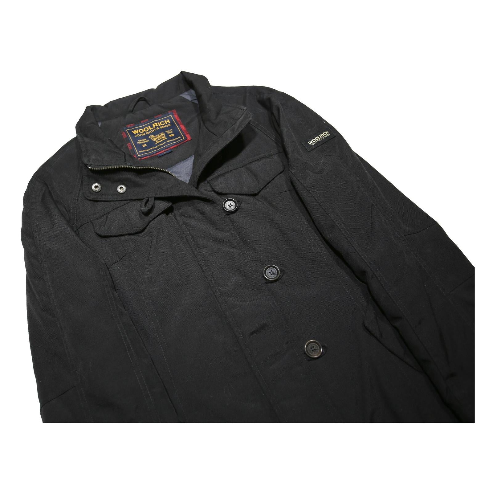 WOOLRICH Womens Black Jacket L Nylon Plain Zip Casual Smart Lightweight