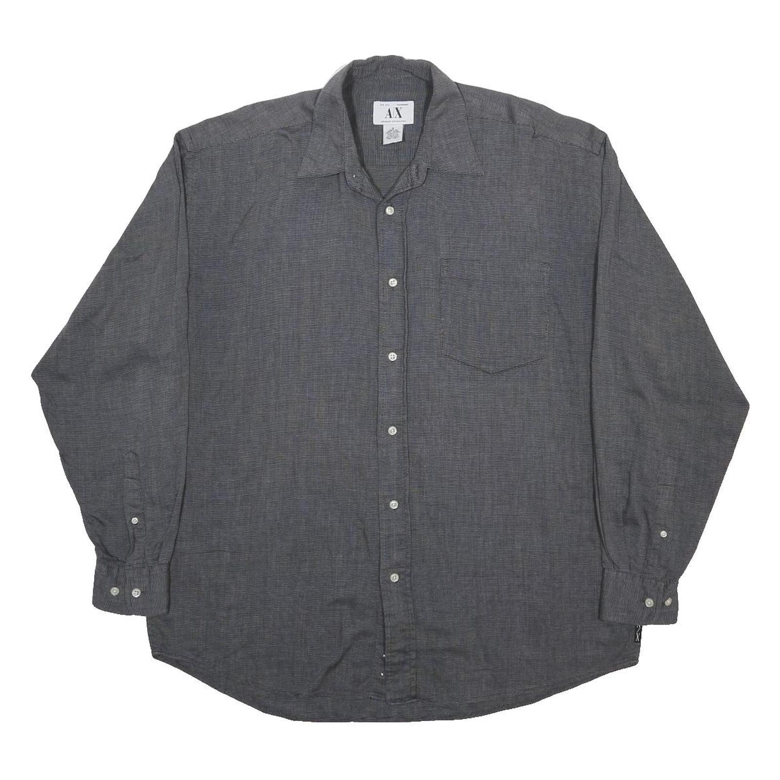 ARMANI EXCHANGE Womens Grey Cotton Blend Shirt M Casual Long Sleeve Button Shirt