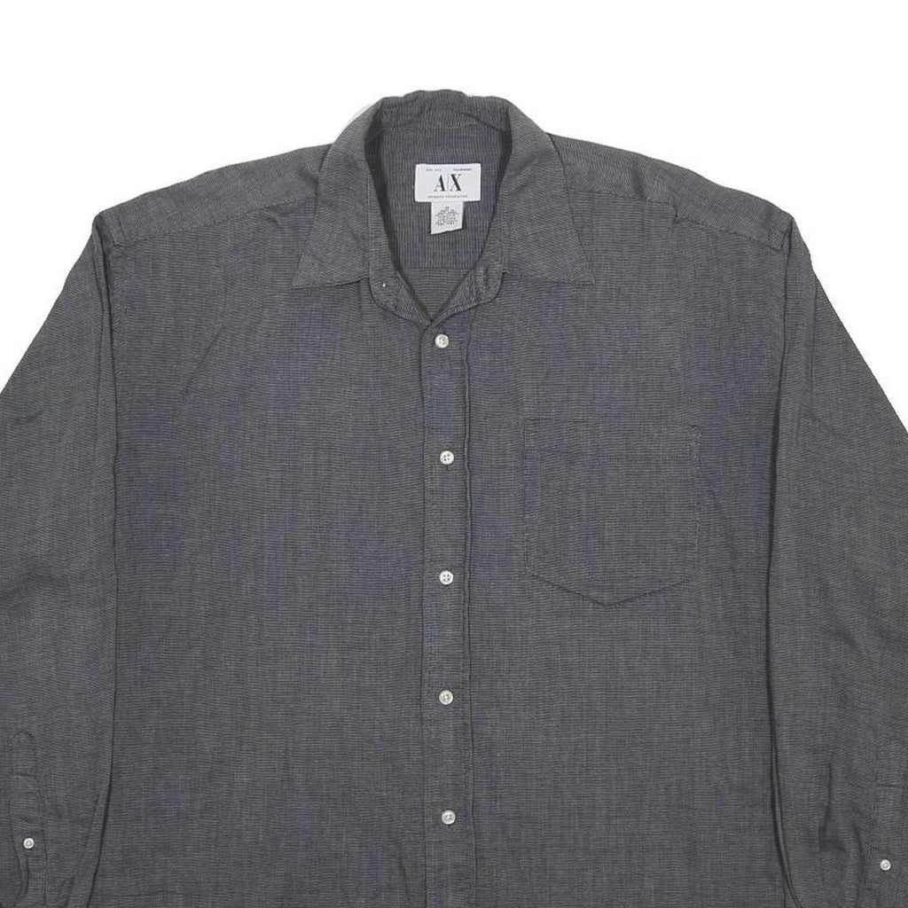 ARMANI EXCHANGE Womens Grey Cotton Blend Shirt M Casual Long Sleeve Button Shirt