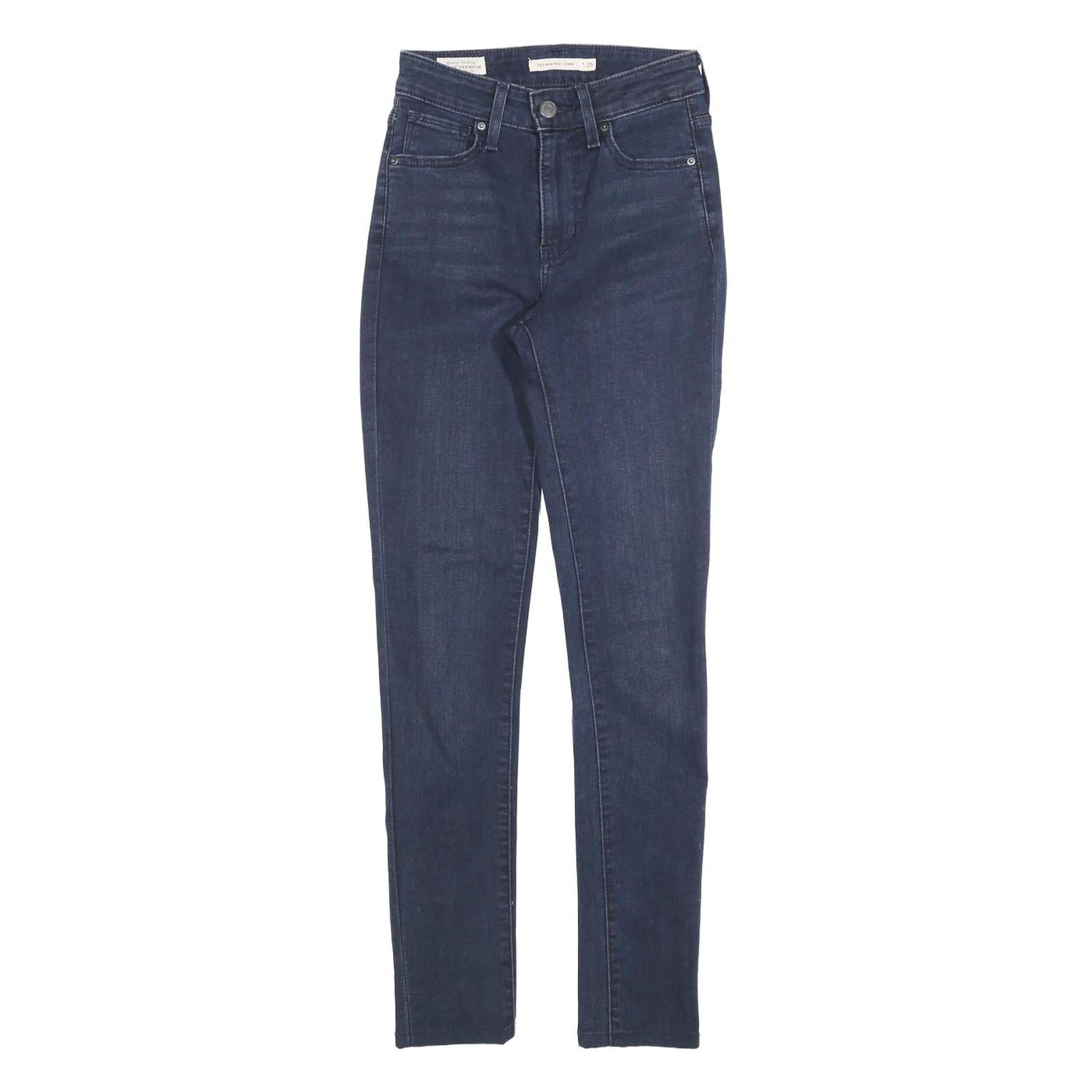 LEVI'S 721 Womens Jeans Blue Slim Skinny Denim W25 L29 Stretch Mid Rise Zip