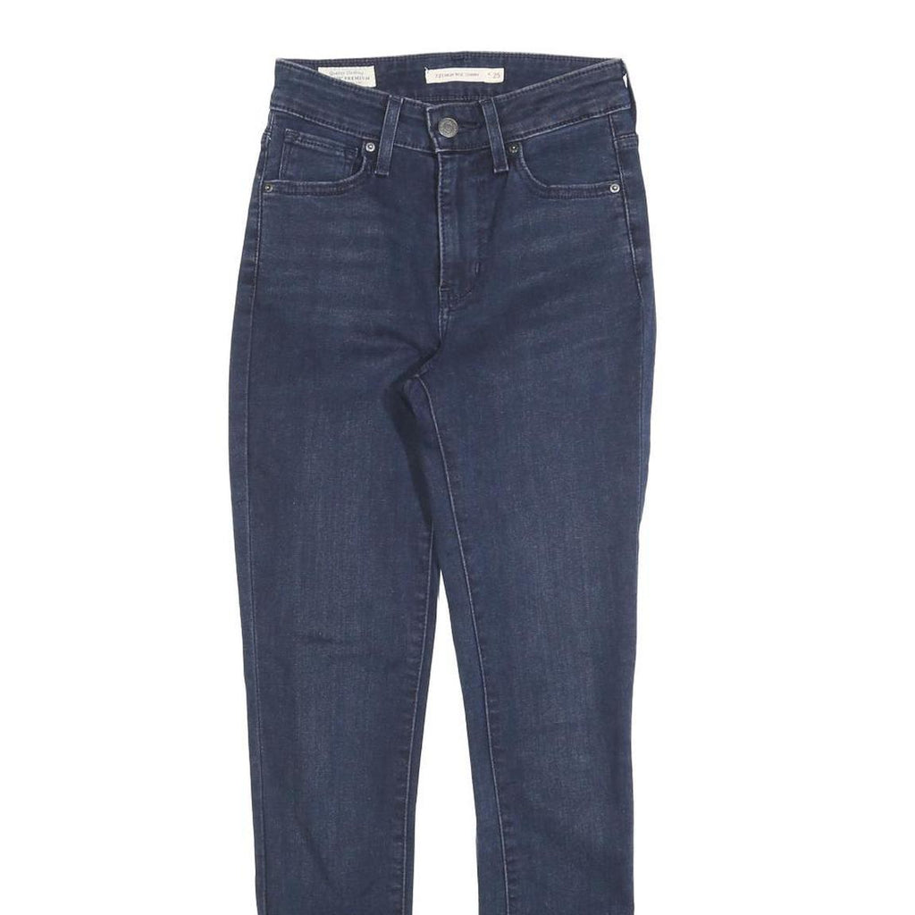 LEVI'S 721 Womens Jeans Blue Slim Skinny Denim W25 L29 Stretch Mid Rise Zip