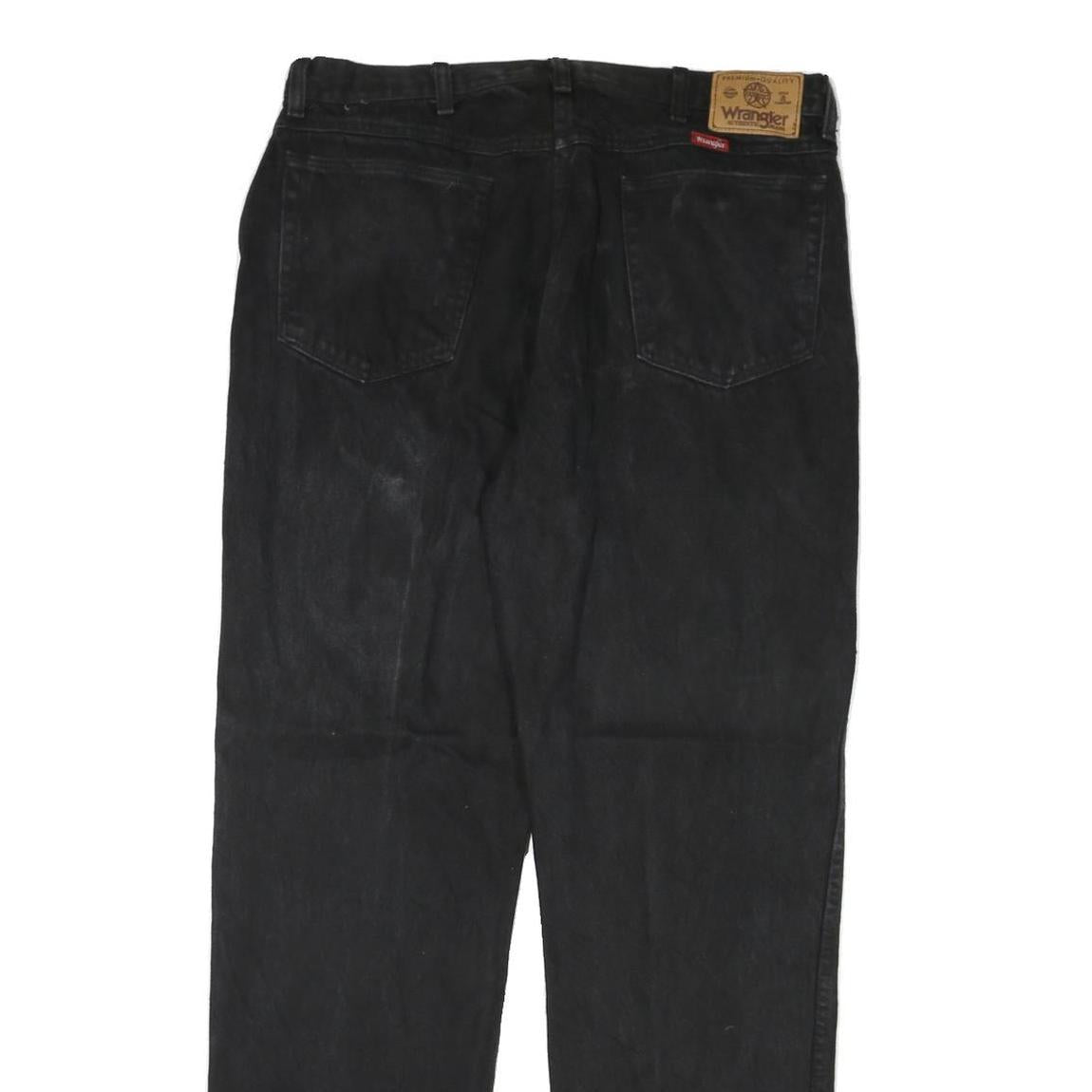 WRANGLER Mens Jeans Black Regular Straight Denim W38 L33 Zip Closure