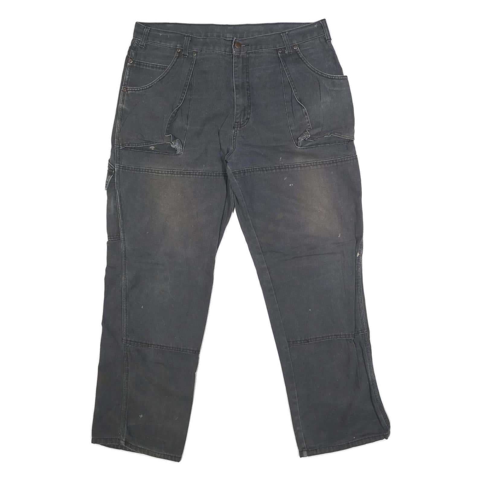 DICKIES Mens Black Regular Fit Straight Leg Denim Jeans W36 L30 Workwear Style