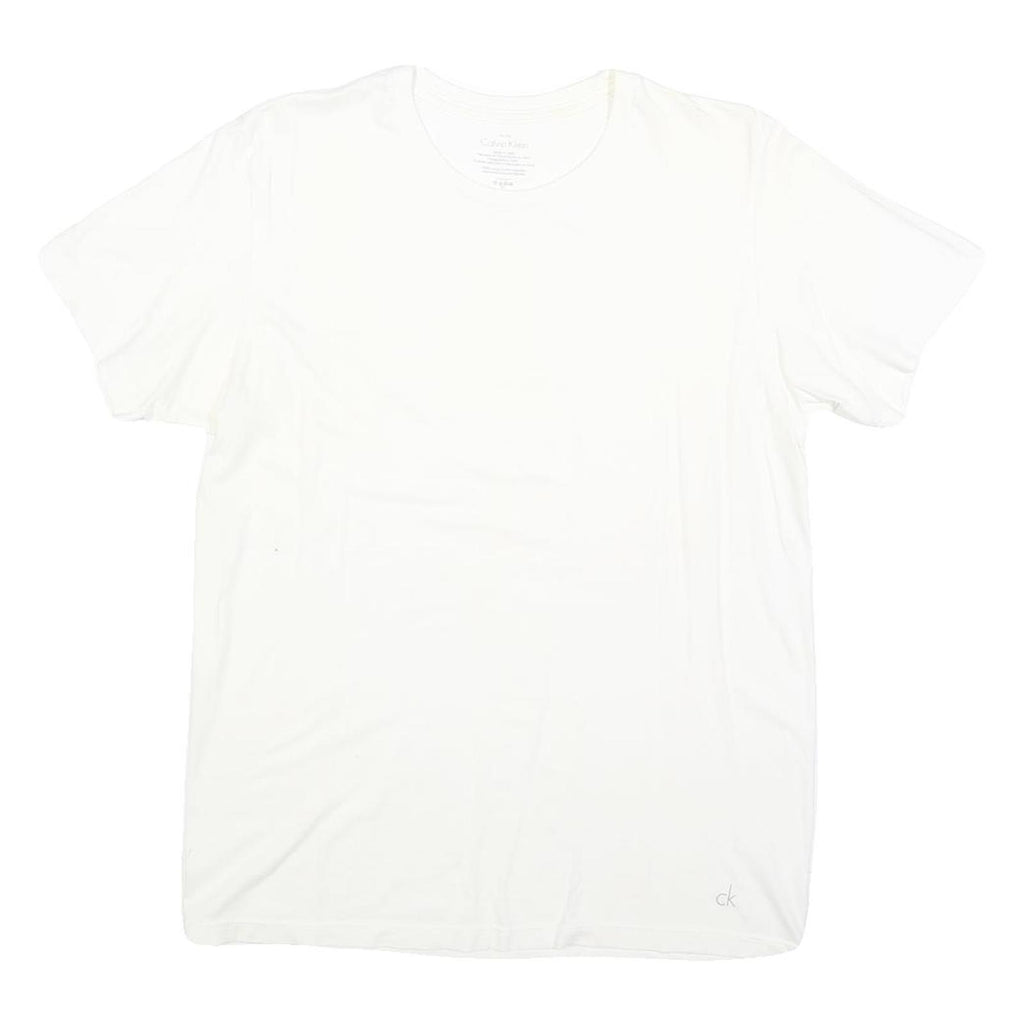 CALVIN KLEIN Mens White Plain T-Shirt M Short Sleeve Crew Neck Minimal Logo