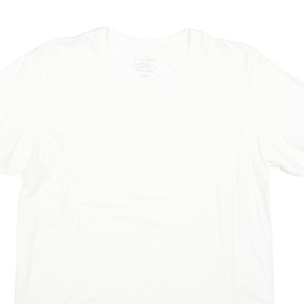 CALVIN KLEIN Mens White Plain T-Shirt M Short Sleeve Crew Neck Minimal Logo