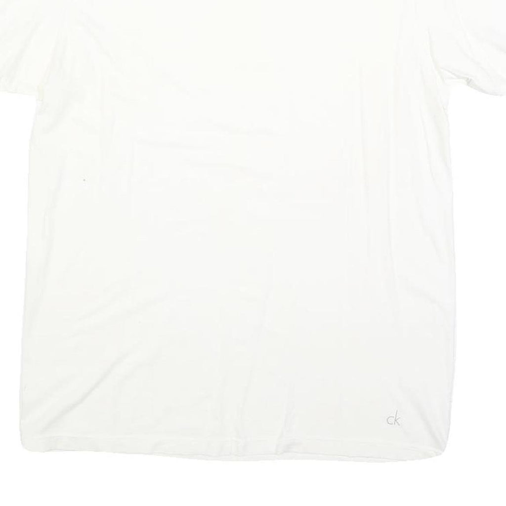 CALVIN KLEIN Mens White Plain T-Shirt M Short Sleeve Crew Neck Minimal Logo