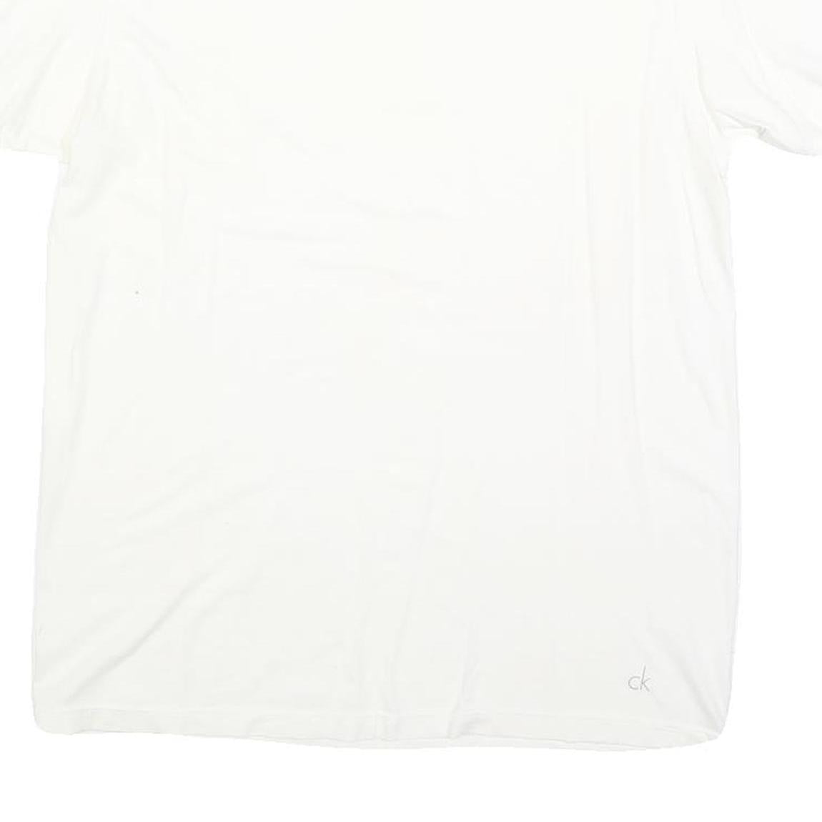 CALVIN KLEIN Mens White Plain T-Shirt M Short Sleeve Crew Neck Minimal Logo