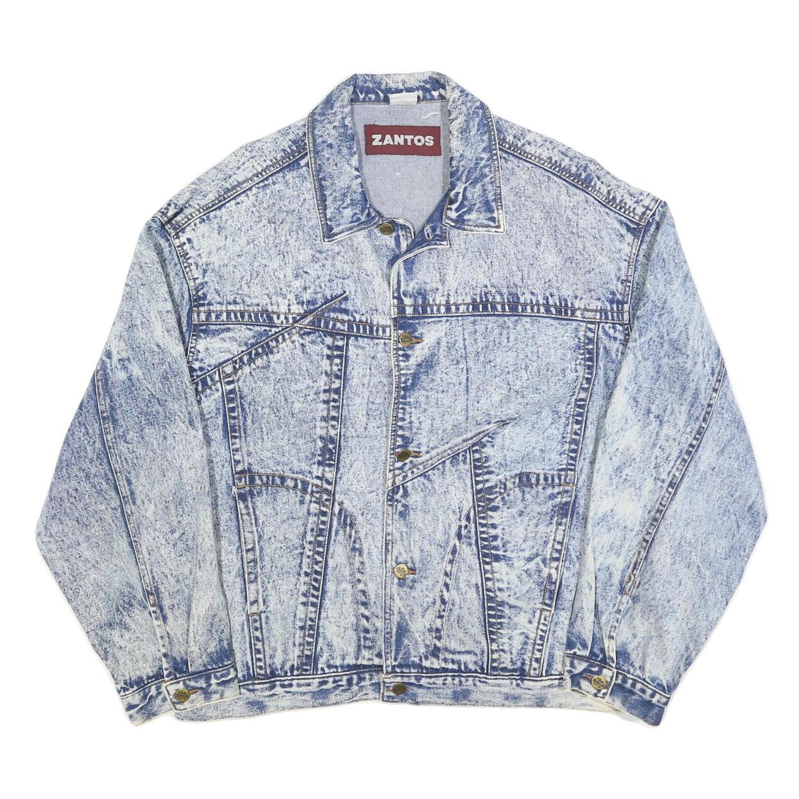 ZANTOS Womens Blue Denim Jacket L Cotton Classic Button Closure Casual Outerwear