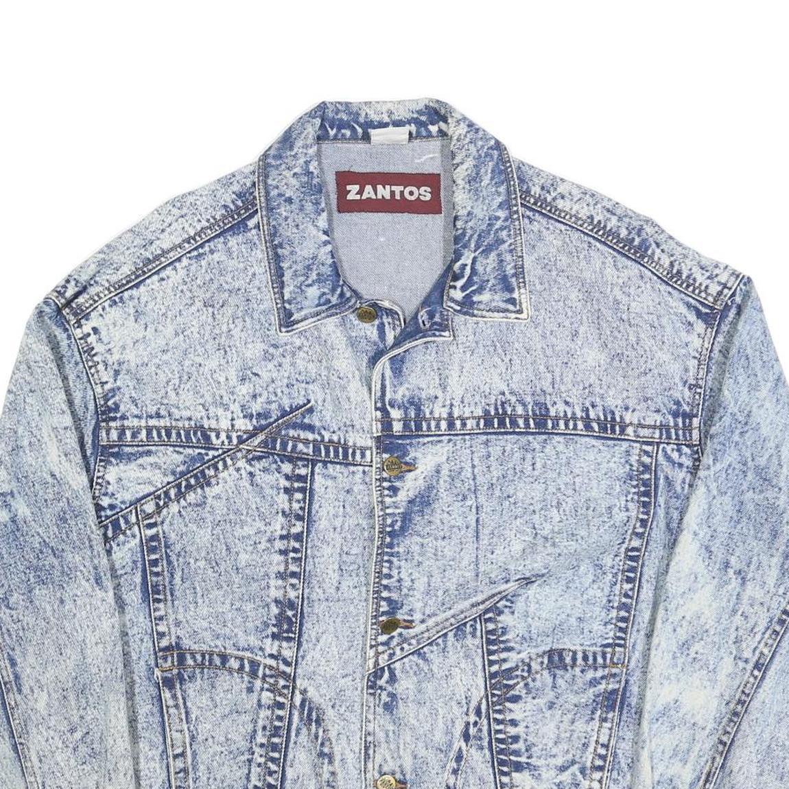 ZANTOS Womens Blue Denim Jacket L Cotton Classic Button Closure Casual Outerwear