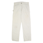 DICKIES Mens Cotton White Relaxed Straight Trousers W34 L34 Workwear Casual