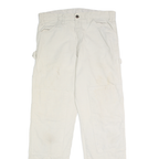 DICKIES Mens Cotton White Relaxed Straight Trousers W34 L34 Workwear Casual