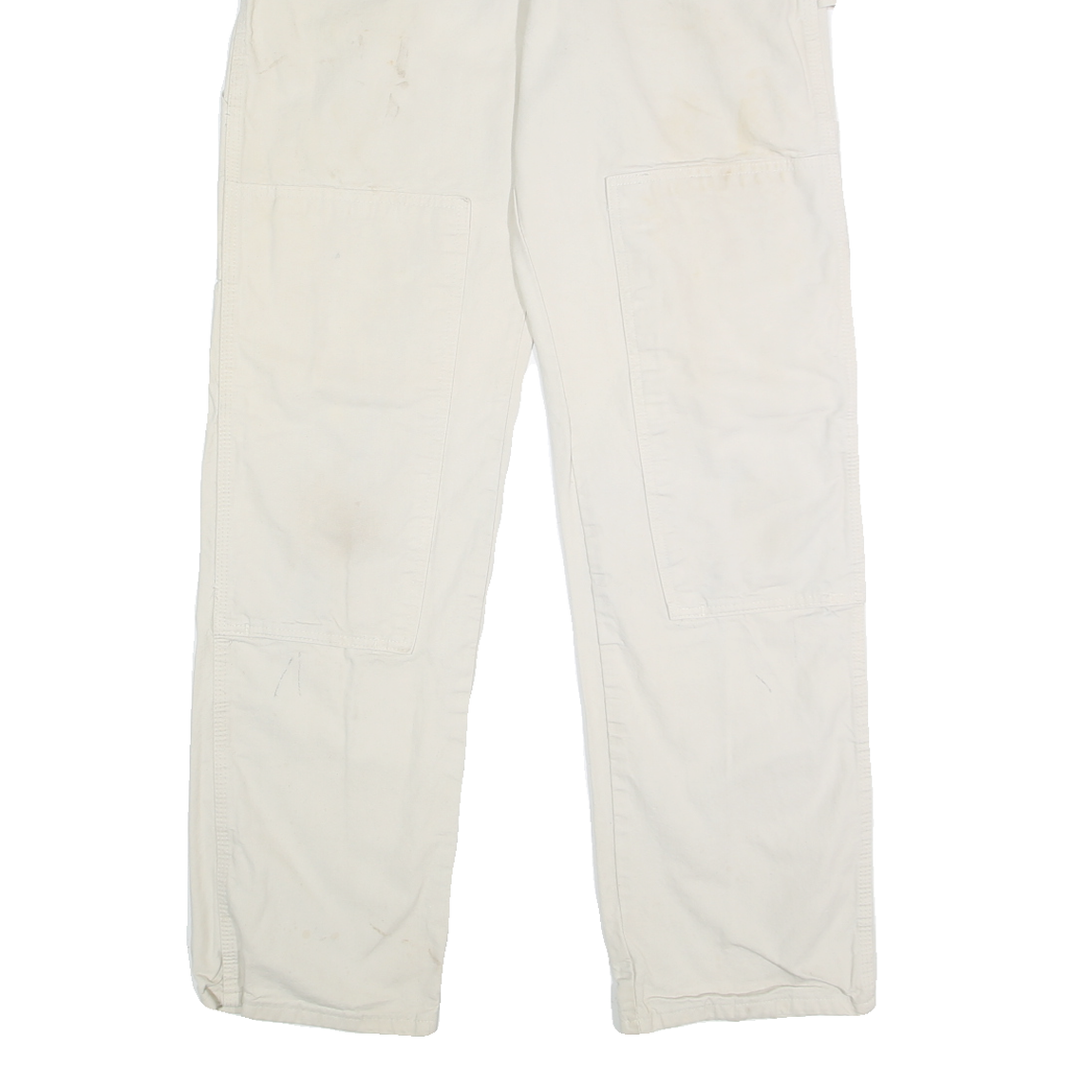 DICKIES Mens Cotton White Relaxed Straight Trousers W34 L34 Workwear Casual