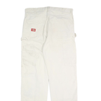 DICKIES Mens Cotton White Relaxed Straight Trousers W34 L34 Workwear Casual